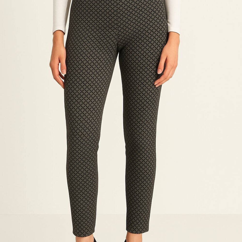 Cynthia Rowley Navy Diamond Print Cropped Chino Pants Size 2 Cotton Blend